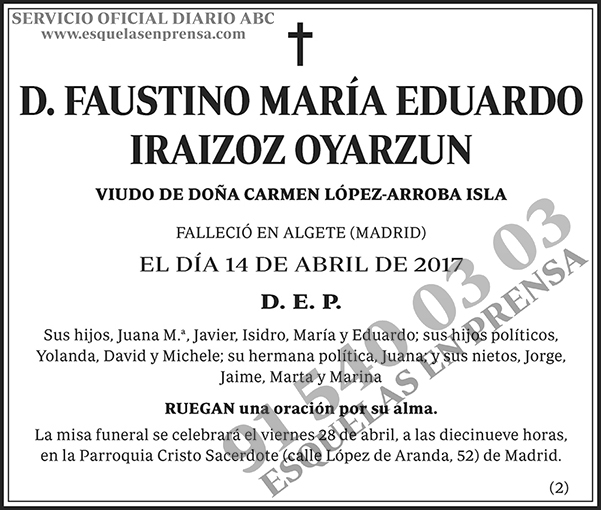 Faustino María Eduardo Iraizoz Oyarzun